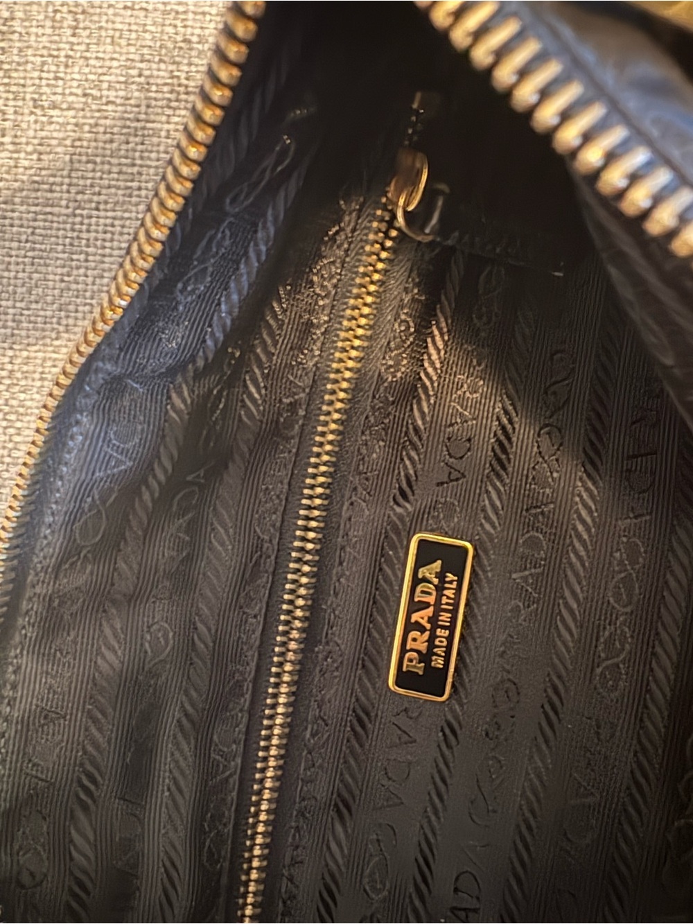 Prada Black Nylon and Leather shoulder bag with Gold Hardware - Picture 7 of 12